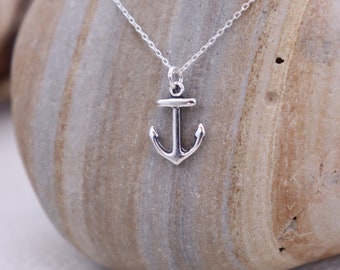 Tiny Sterling Anchor, Sterling Silver, Anchor Necklace, Silver Anchor Necklace, Dainty, Delicate, Nautical, Boat, Sailing, Ocean, Necklace