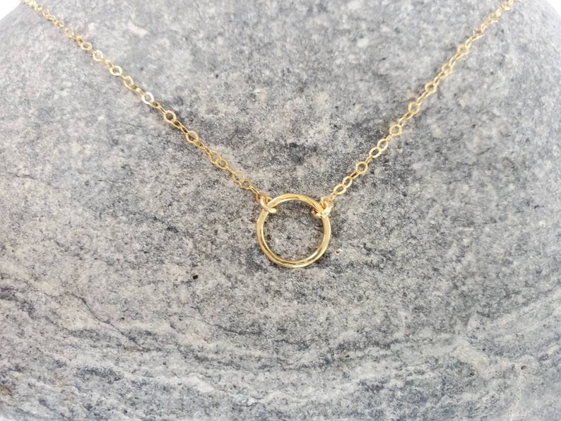 Dainty Circle Necklace Sterling Silver Dainty Necklace Etsy