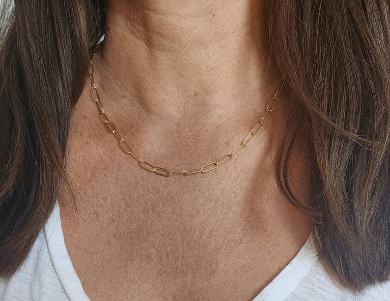 Layered Necklace Set, Gold, Silver, Set of 2, 14k Gold Filled, Sterling Silver, Minimalist, Paperclip, Coin, Double, Chain, Necklace, Set image 6