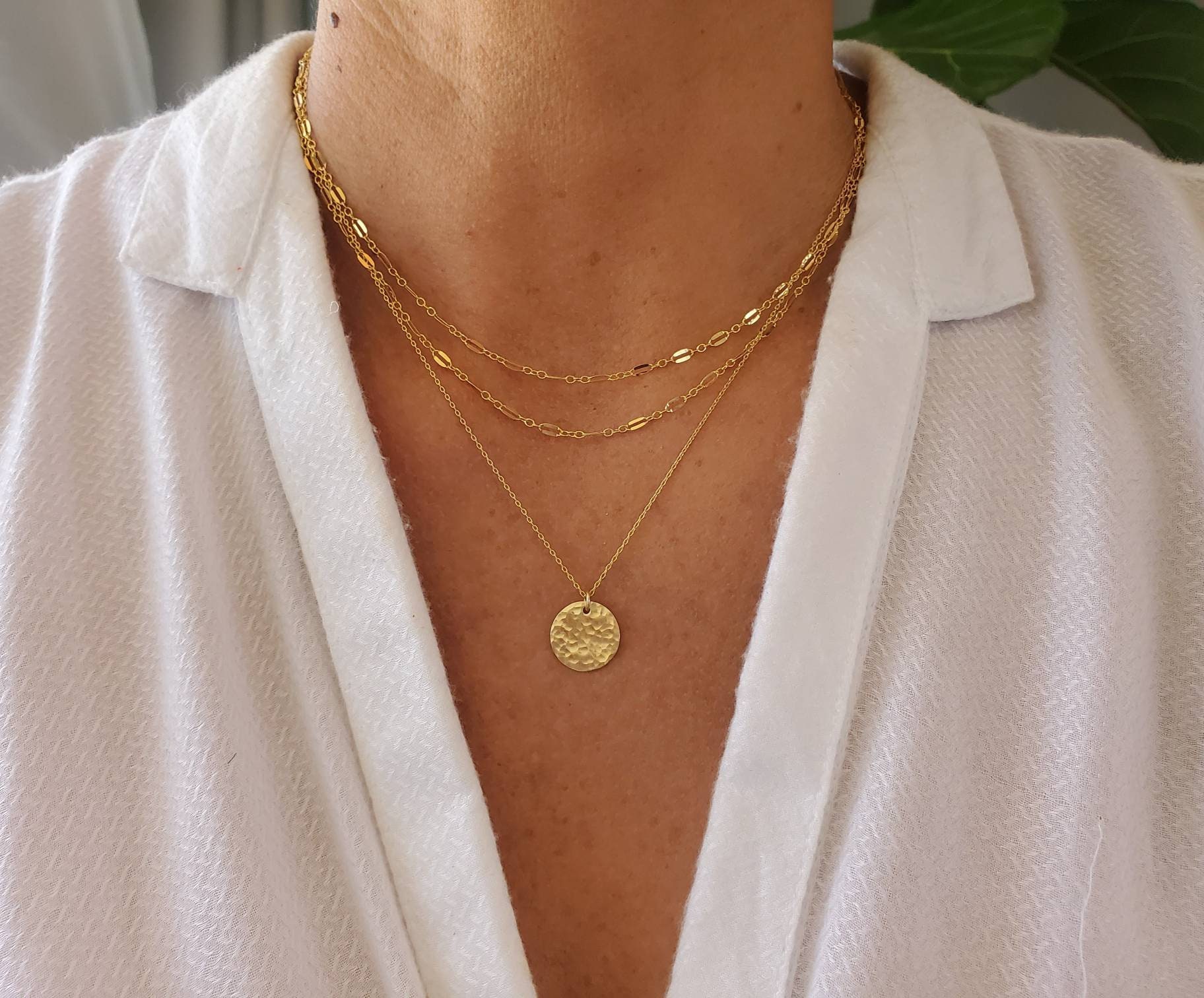 Double Necklace Set Set Of 2 Gold Silver Two Necklaces Etsy