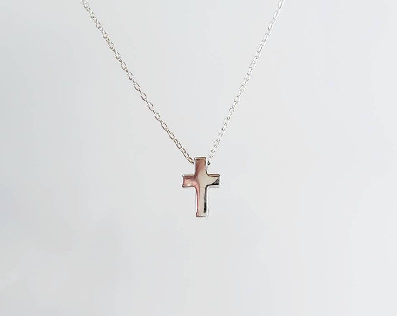 Tiny Sterling Cross Necklace, Sterling Silver, Cross Necklace, Silver Cross, Cross Pendant, Cross Bead, Silver Cross Necklace, Dainty, Tiny image 6