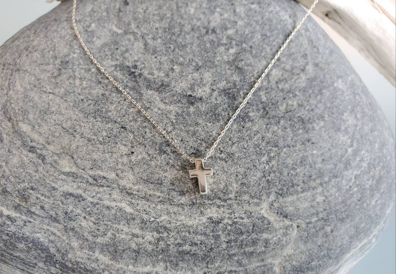 Tiny Sterling Cross Necklace, Sterling Silver, Cross Necklace, Silver Cross, Cross Pendant, Cross Bead, Silver Cross Necklace, Dainty, Tiny image 9