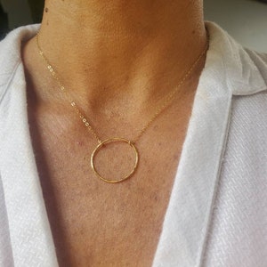 Large Gold Circle Necklace, Everyday Necklace, Layering necklace, gold fill, Gold necklace, Circle, Small Gold Necklace image 1