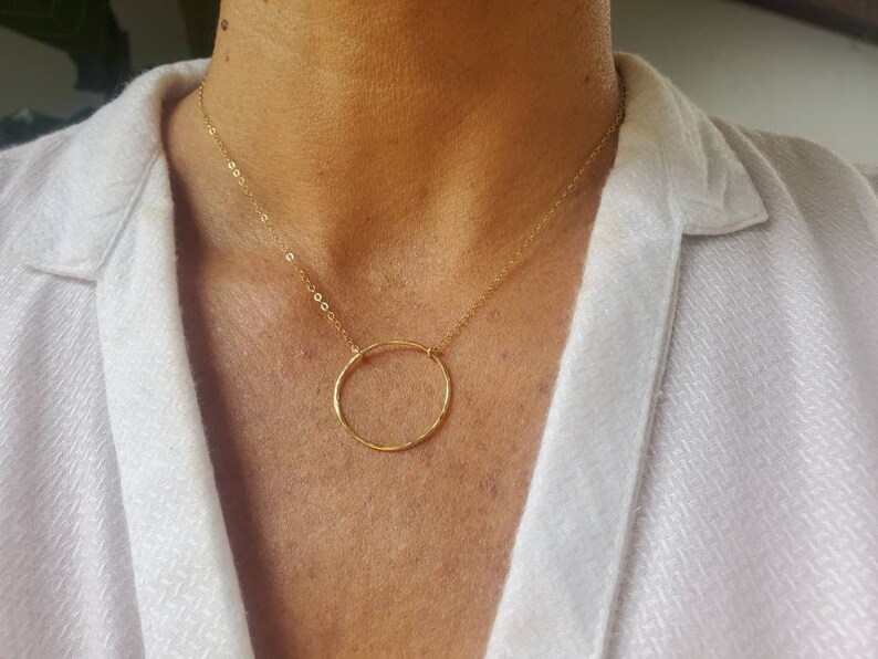 Large Gold Circle Necklace, Everyday Necklace, Layering necklace, gold fill, Gold necklace, Circle, Small Gold Necklace image 1