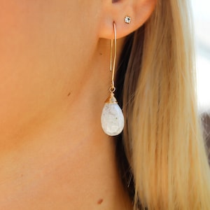 Drop Earring, Faceted Teardrop Moonstone Gold Fill, Sterling Silver, Earrings, Moonstone Earrings, Earrings, Dangle, Dainty, Moonstone