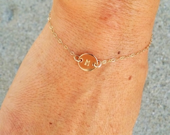 Tiny Gold Fill Monogram Bracelet, Gold Fill Chain, Monogram Bracelet, Initial Bracelet, Personalized