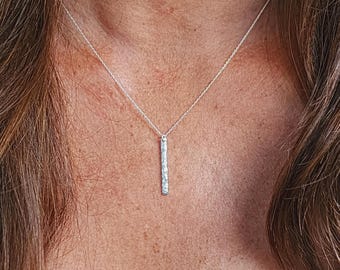 Small Hammered Bar, Vertical Bar, Sterling Silver, Bar, Hammered Bar, Bar Necklace, Simple Bar, Tiny Bar Necklace, Minimalist necklace, 1"