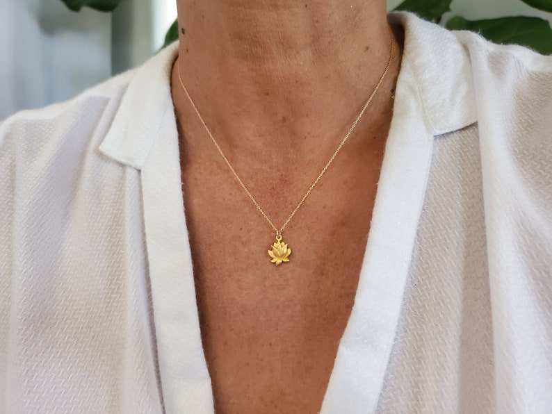 Gold Lotus Necklace, Lotus Flower, Gold Necklace, Flower Necklace, Vermeil image 2