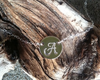 Silver Monogram Necklace, Initial Necklace, Sterling Silver