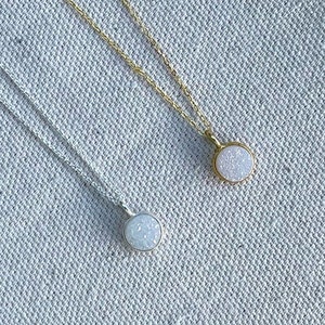 Tiny Sterling Silver Druzy necklace, Dainty, Druzy, Silver Necklace image 3