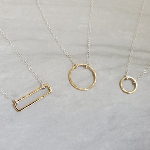 Zierliche Halskette, gemischt, Metall, Sterlingsilber, Gold gefüllt, Kreis-Halskette, Bar-Halskette, zierliche Halskette, Karma-Halskette, zierlich, minimal