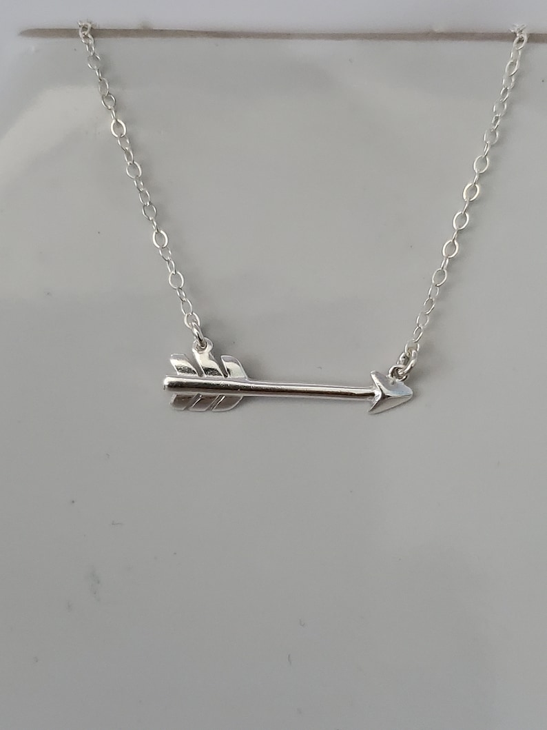 Tiny Silver Arrow Necklace, Layering Necklace, Sterling Silver, Silver Arrow Necklace, Dainty, Delicate, Silver Arrow, Minimalist Necklace image 4