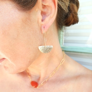 Hammered Half Circle Earrings, Gold, Silver, Dangle Earrings, Gold Earrings, Silver Earrings, Small Earrings, Hammered, Circle, Dangle, Tiny
