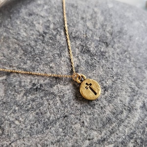 Gold Cross Necklace, Cross Necklace, Tiny Cross Pendant, Gold Cross, Tiny gold cross, Cross pendant, Gold Cross Necklace, Dainty, Delicate image 4