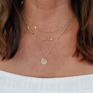 Small Hammered Circle Necklace, Gold Circle Necklace, Layering Necklace, 14k Gold Fill, Dainty, Gold Circle, Coin, Circle Necklace, Tiny image 2