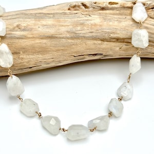 Moonstone Necklace, Sterling Silver, 14k Gold Fill, Statement Necklace, Gold Necklace, Silver Necklace, Gold Moonstone Necklace