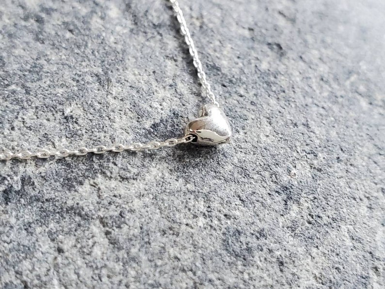 Tiny Sterling Silver Heart Necklace, Heart Necklace, Silver Heart Necklace, Heart Bead, Sterling Silver, Dainty, Heart, Delicate, Necklace image 7