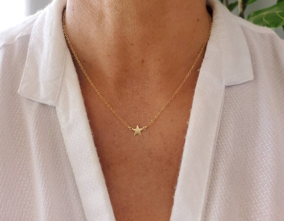 Gold Star Necklace Tiny Star Pendant Tiny Star Gold - Etsy