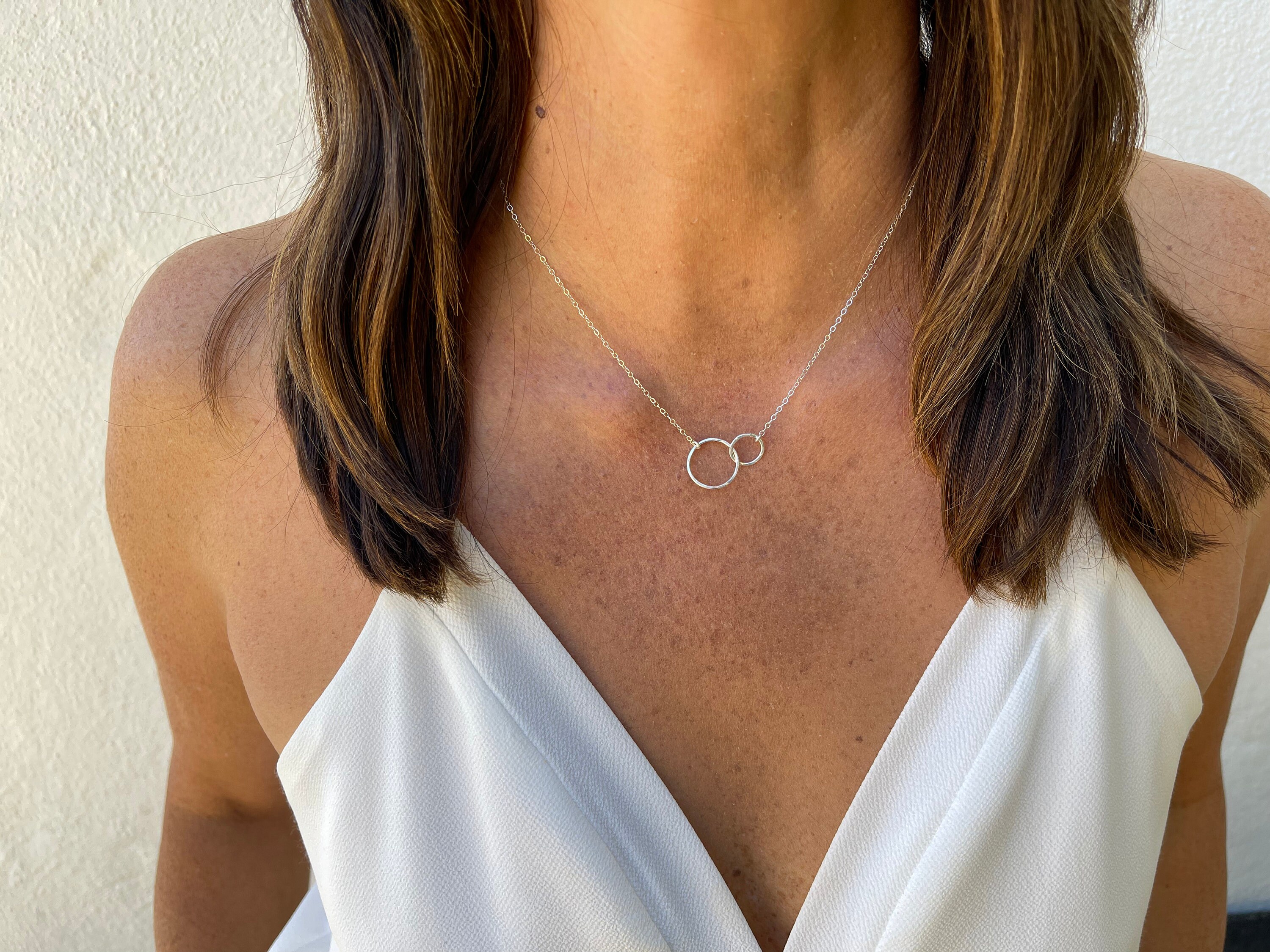 Interlocking Silver Circles Necklace