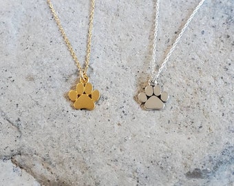 Tiny Paw Print Necklace, Sterling Silver, or, Gold Vermeil, Paw Necklace, Animal Necklace, Pet, Dog, Cat, Necklace, Paw Print