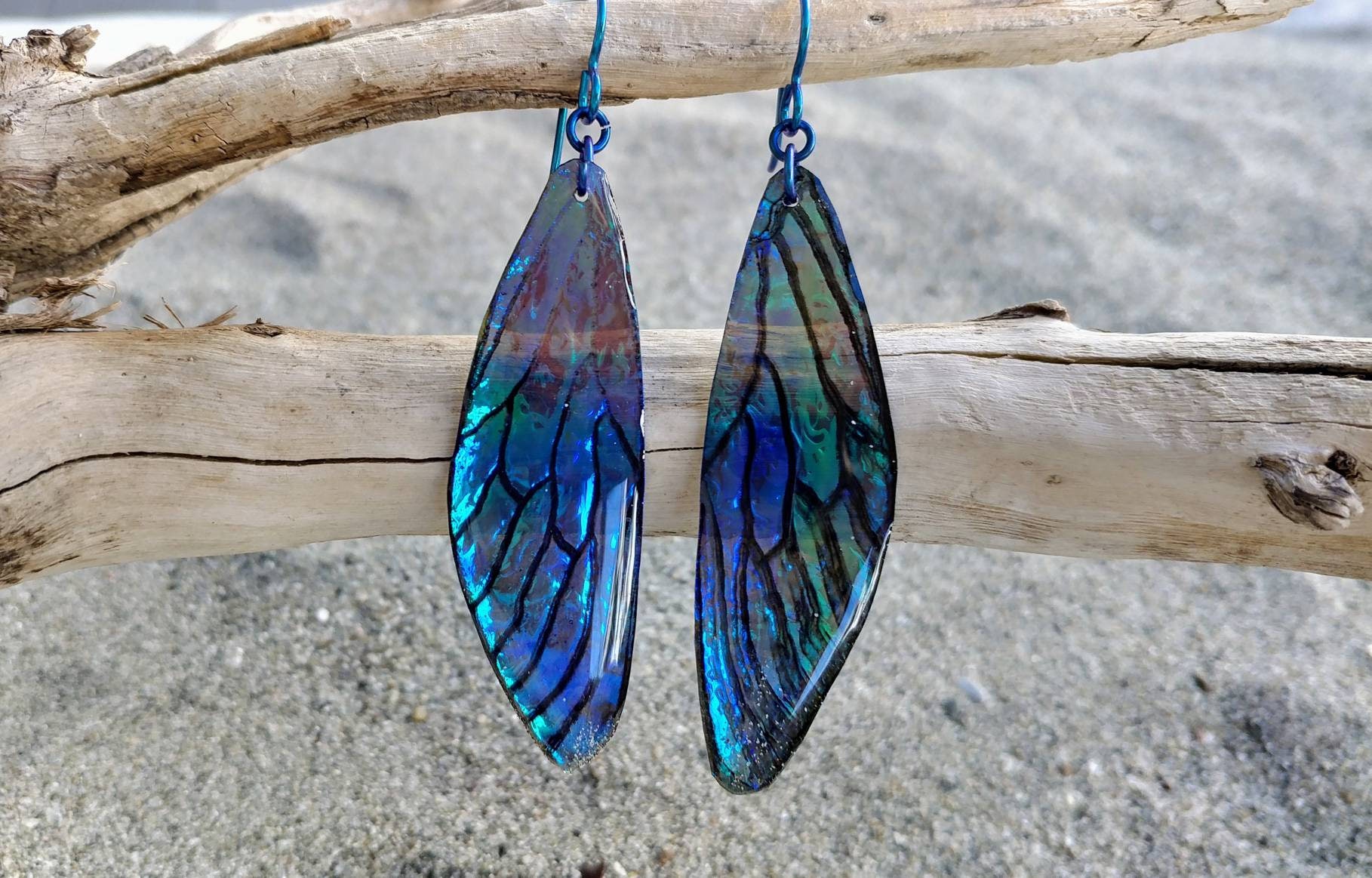 Polymer clay butterfly wing earrings with holographic glitter - Conscious  Crafties