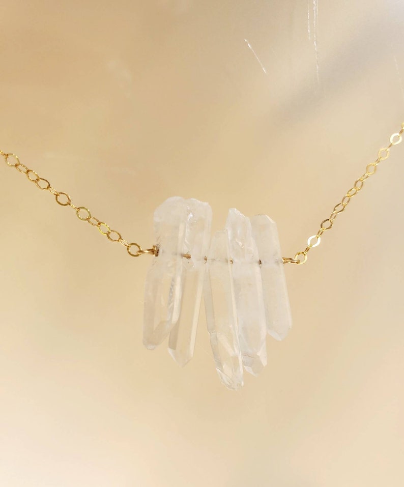 Quartz Necklace Mongolian Crystal gold fill chain Raw Quartz Crystal necklace Sterling Silver Crystal Quartz Necklace or Raw Quartz