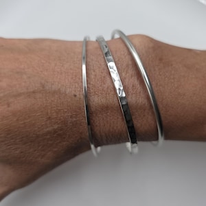 Silver Bangle Bracelet, Set of 3