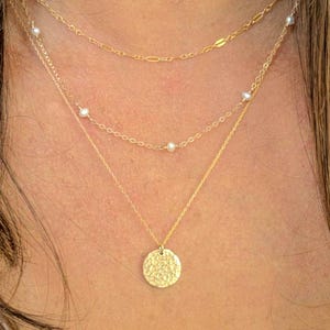 Conjunto de Colares Delicados em Camadas, Conjunto de 3 Colares, Dourado, Prateado, Pérola, Labradorita, Três Colares, Colares para Usar em Camadas, Conjunto de Colares, Delicado, Em Camadas