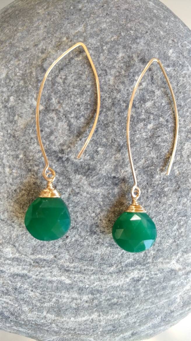 Green sale chalcedony earrings