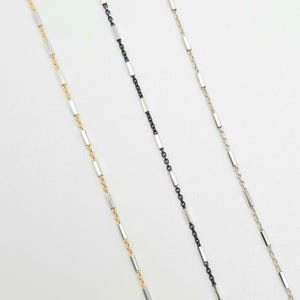 Mixed Metal Bar Chain Bracelet, Gold Vermeil, Layering Bracelet, Gold Vermeil and sterling silver bracelet, Chain, Bracelet, Dainty image 4