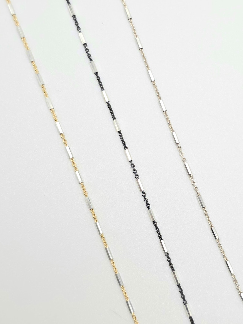 Mixed Metal Bar Chain Bracelet, Gold Vermeil, Layering Bracelet, Gold Vermeil and sterling silver bracelet, Chain, Bracelet, Dainty image 4