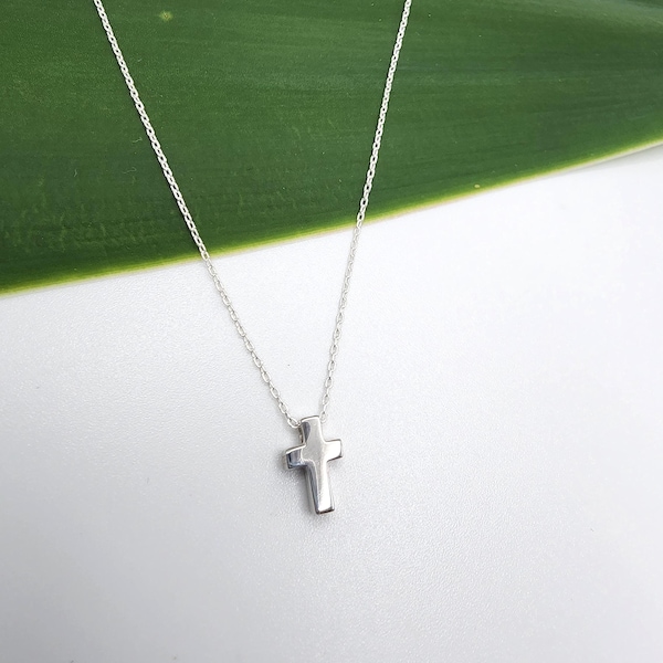 Tiny Sterling Cross Necklace, Sterling Silver, Cross Necklace, Silver Cross, Cross Pendant, Cross Bead, Silver Cross Necklace, Dainty, Tiny