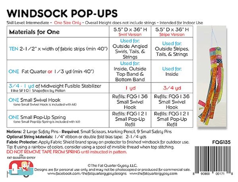 Windsock Patterns Windsock Pop up Pattern and Hardware - Etsy