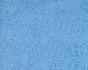 Barcelona City Map by Zen Chic for Moda Fabrics, sky, 153325