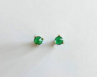 Green Quartz Studs - 925 Sterling Silver