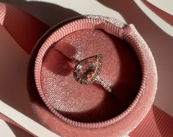 Pink Teardrop Deco Ring - Rose Gold