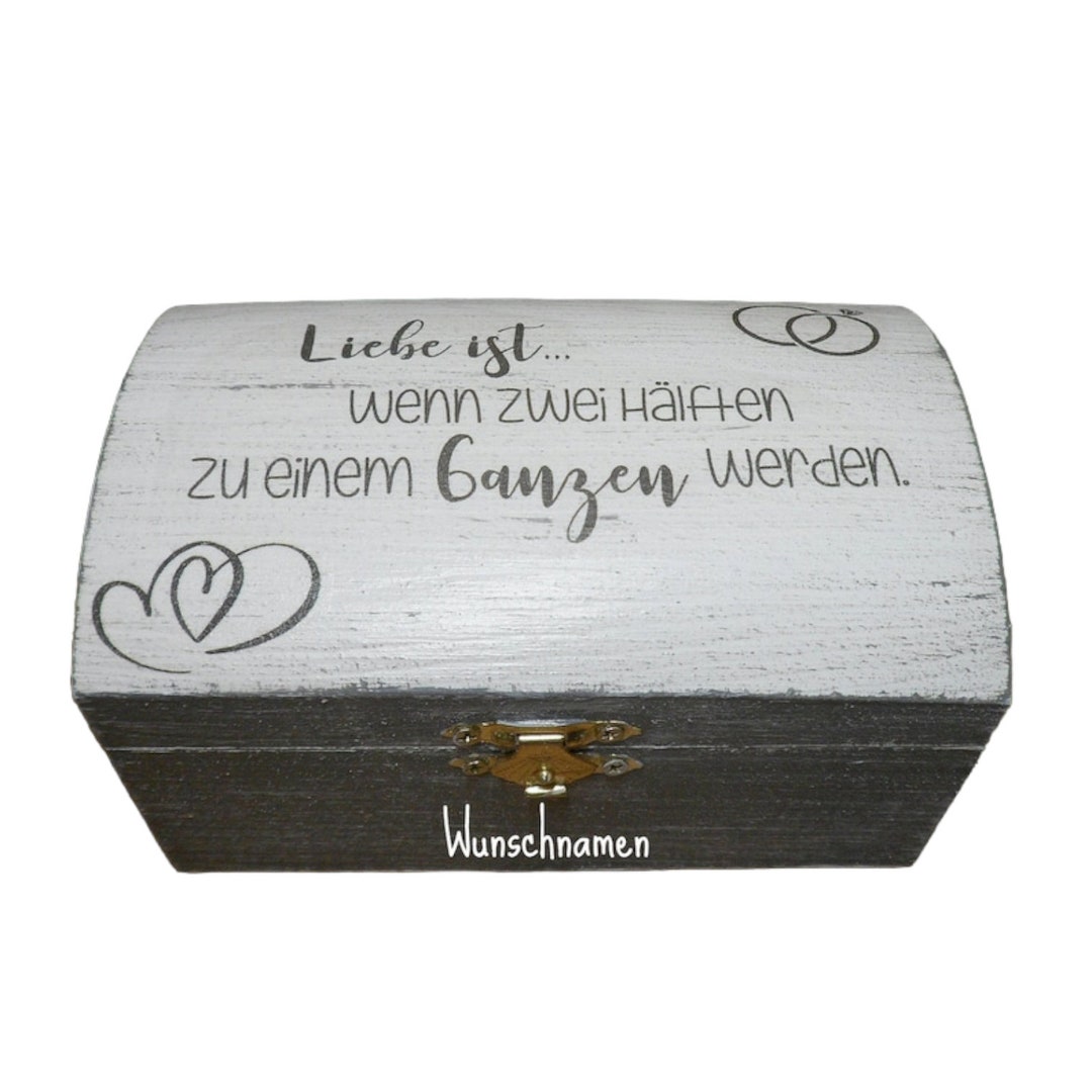 Kleine Truhe mit Spruch für die Hochzeit personalisiert mit Etsy.de