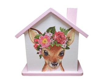 Money box house deer personalized 15 x 8 x 14.5 cm