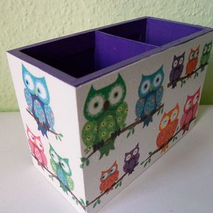 Boîte à ustensiles boîte à stylos hiboux violet image 4