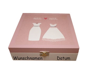 Coffret mariage Mme & Mme en cadeau pour les mariés ou en souvenir, personnalisable