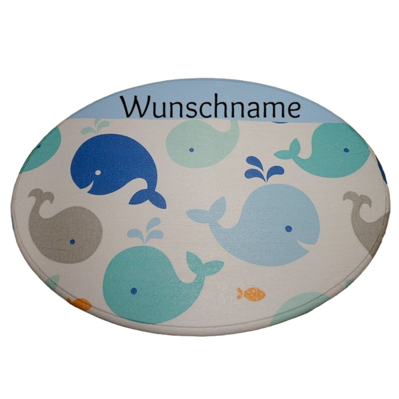 Türschild oval Wal blau Bild 1