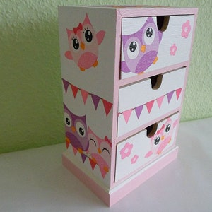 Mini commode hibou en bois pour rangement image 2