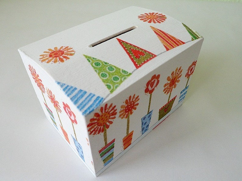 Salvadanaio fiori 10x8x7cm immagine 3