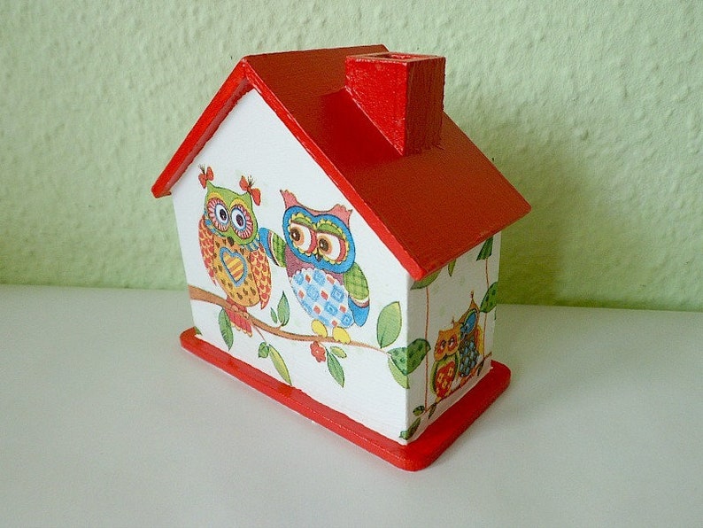 Maison avec hiboux 10x10x5cm image 3