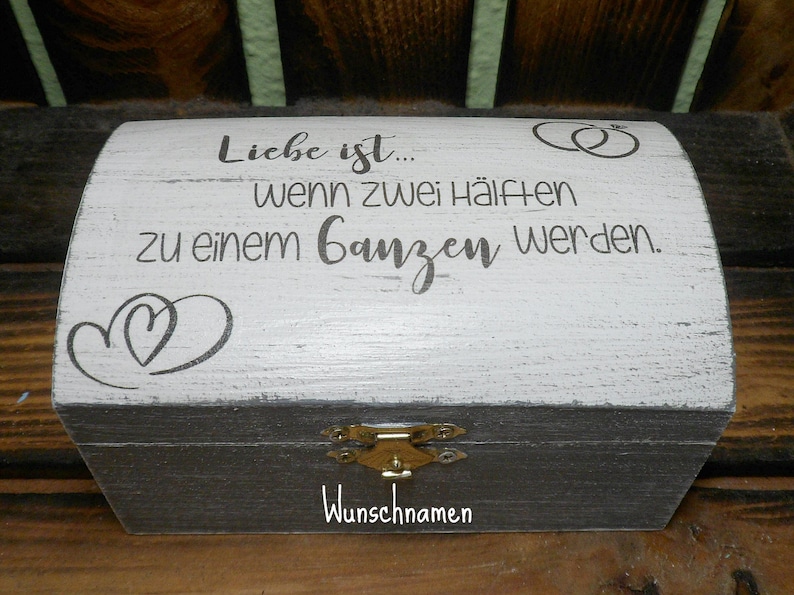 Kleine Truhe mit Spruch für die Hochzeit personalisiert mit Etsy.de