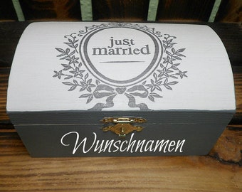 Kleine Truhe mit Spruch für die Hochzeit personalisiert mit Etsy