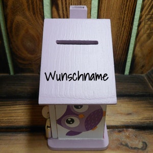 Spardose Haus mit Eulen personalisiert 15 x 8 x 14,5 cm Bild 6