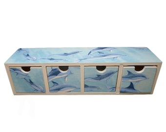 Mini commode dauphins en bois pour rangement