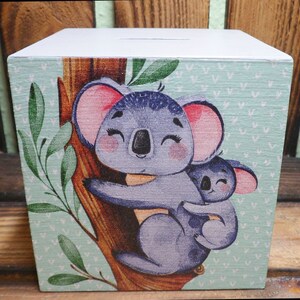 Tirelire cube Koala personnalisée pour enfant 10 x 10 x 10 cm image 3