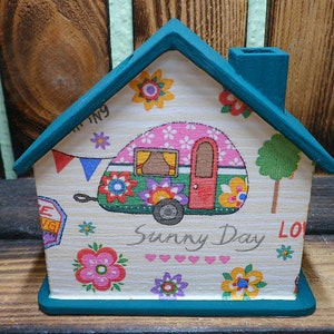 Spardose Haus Camping 10x10x5cm
